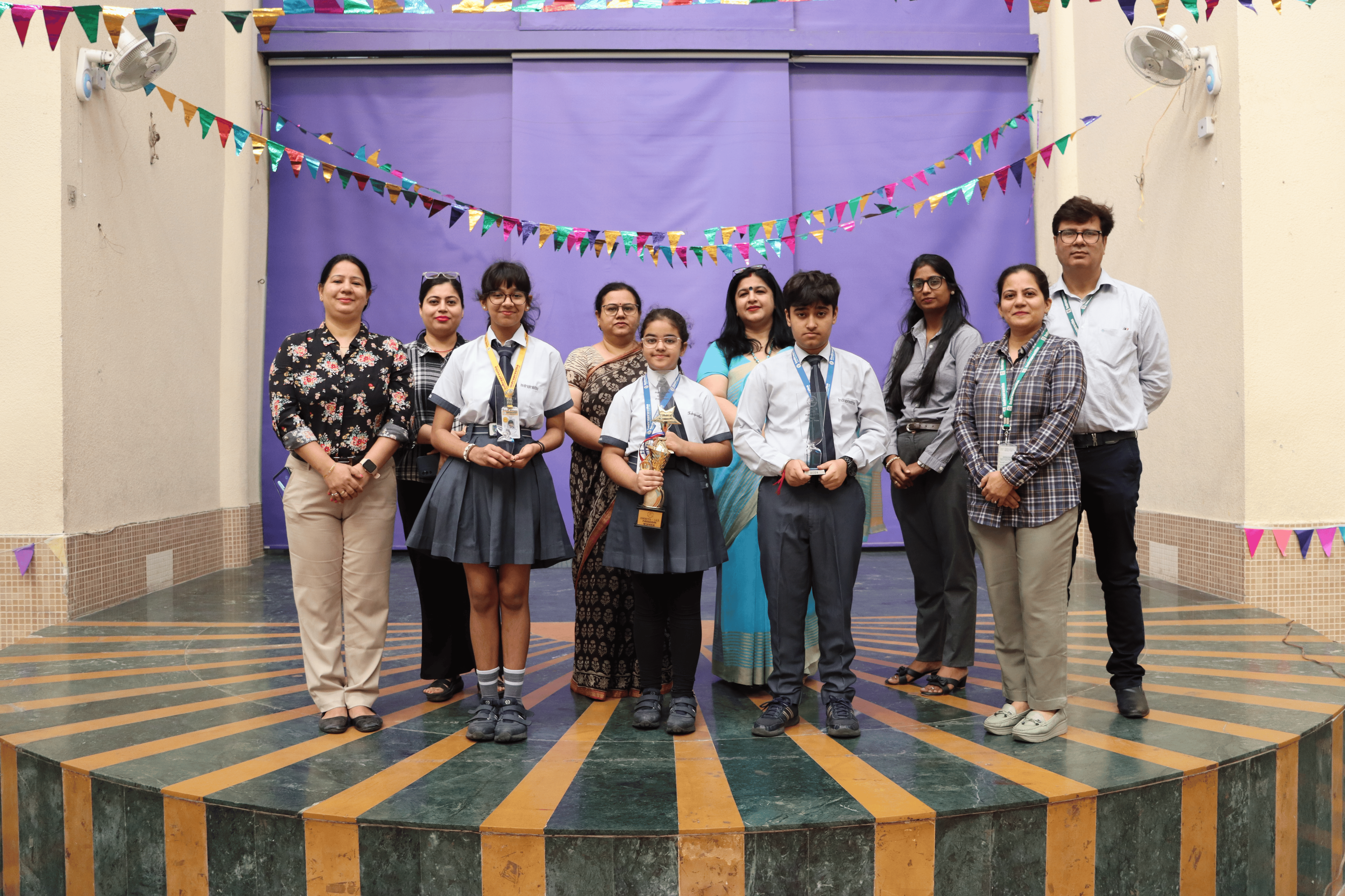 Winning participants with teachers.